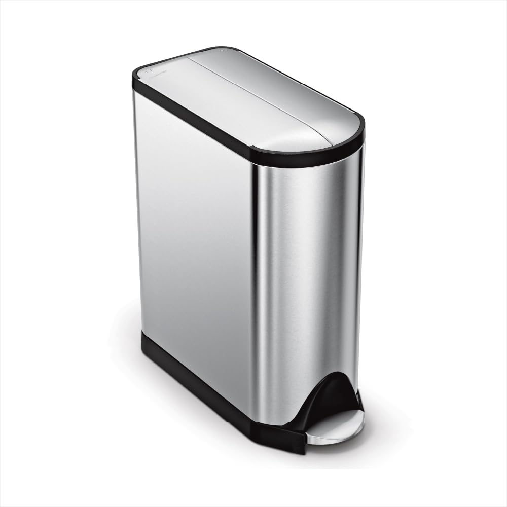 45 Liter Brushed Stainless Steel Step Trash Can L344