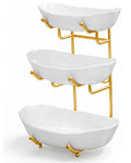3 Tier Ceramic Fruit Bowl with Stand J3446