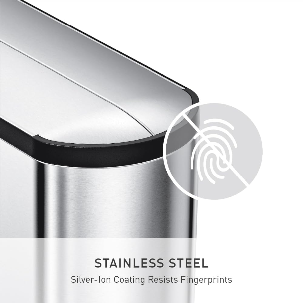45 Liter Brushed Stainless Steel Step Trash Can L344