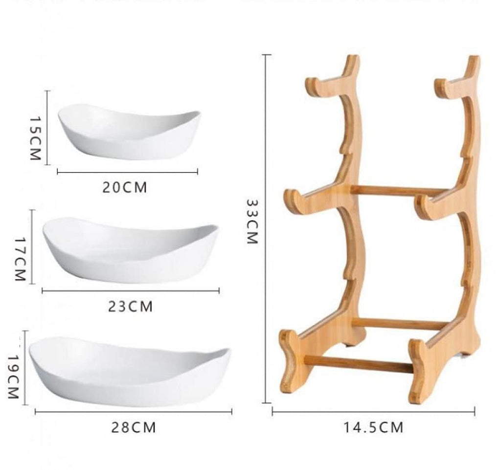 3 Tier Ceramic Fruit Basket with Holder U8923