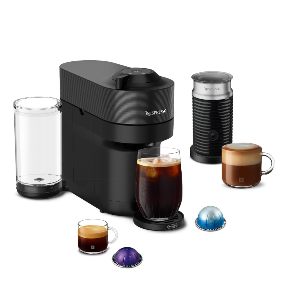 Liquorice Black Coffee Machine with Milk Frother Z6596