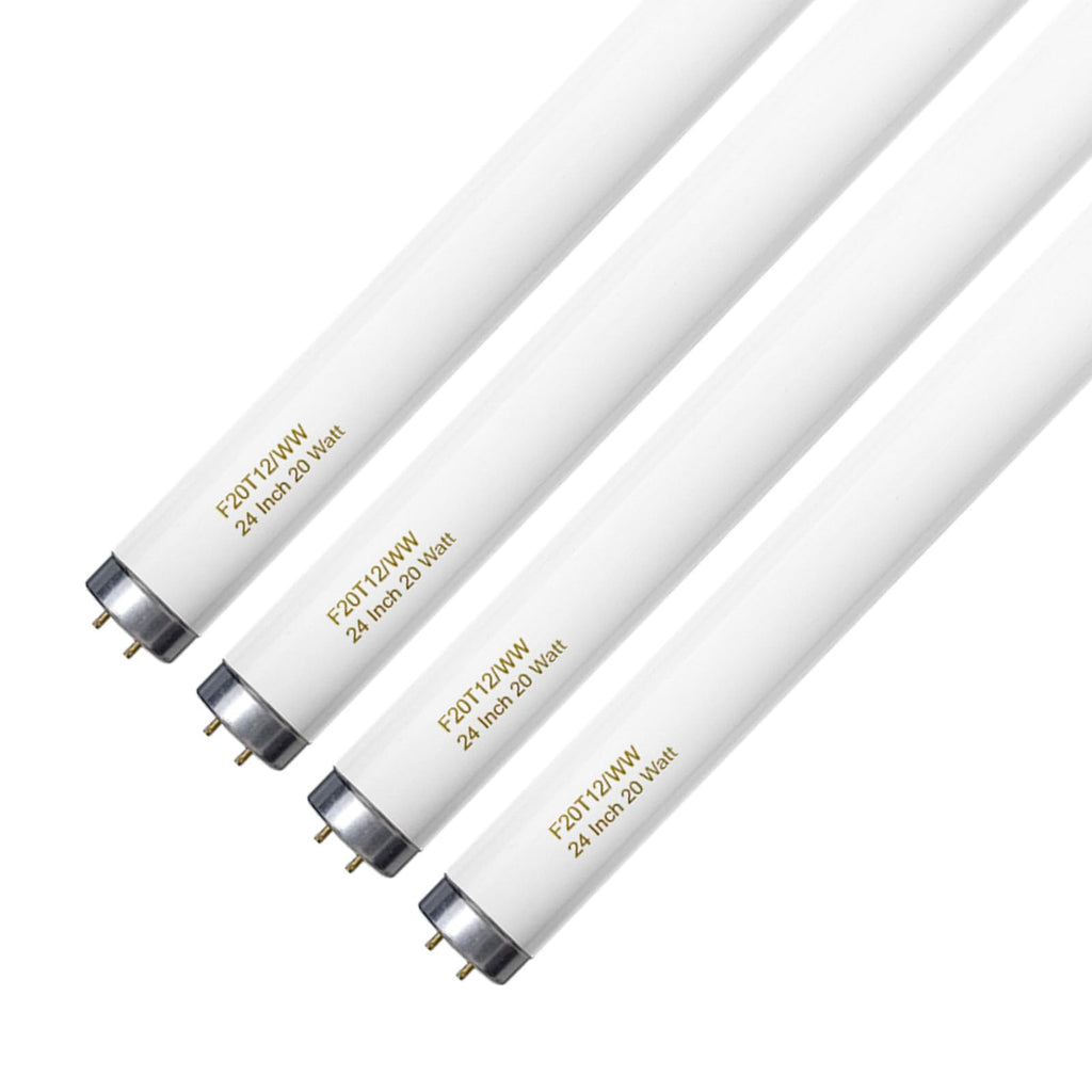 20 Watt Soft Warm White T12 Fluorescent Tube Light Bulb 24 Inch 4 Count V669