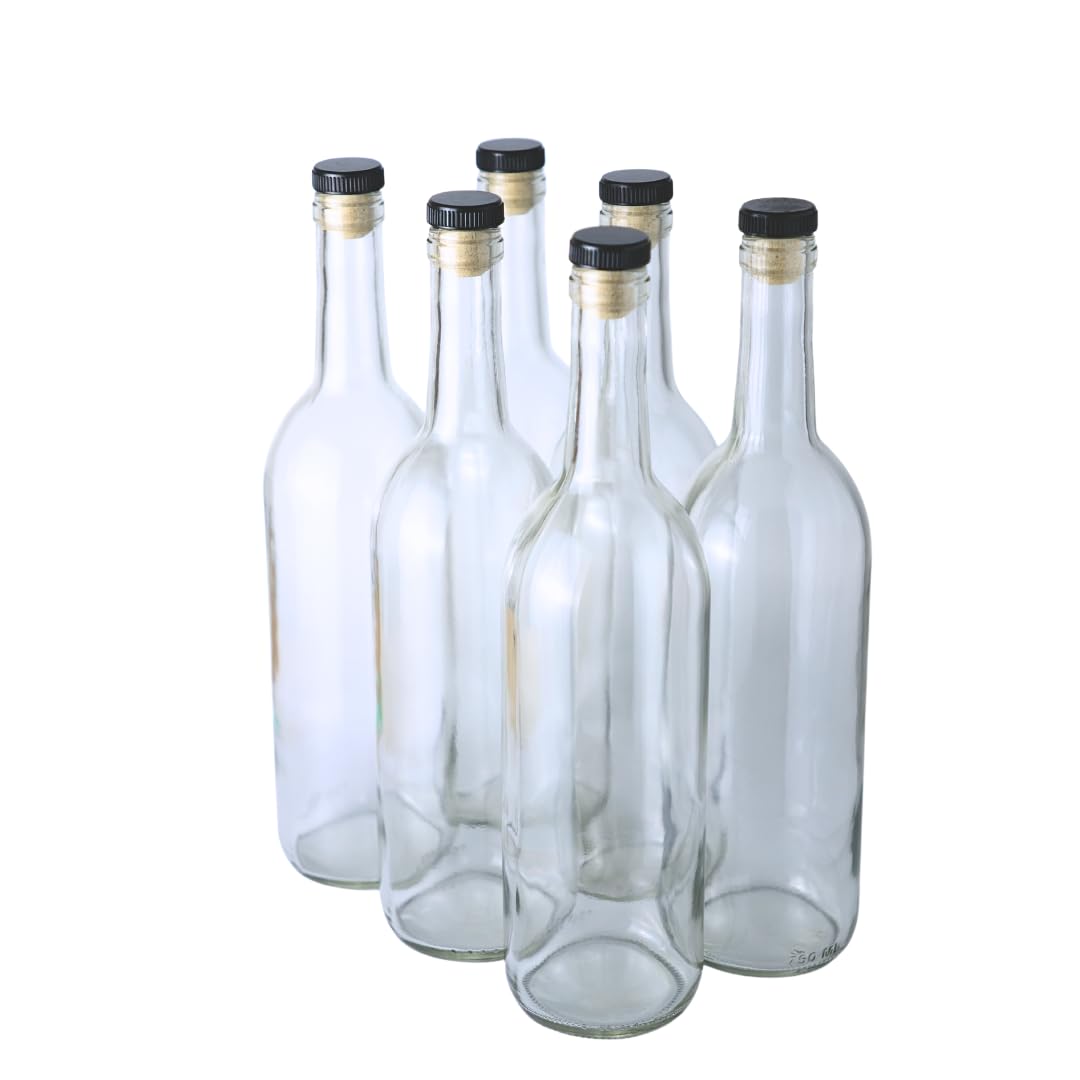 750ml Glass Bottle With Cork 6-Pack D47719