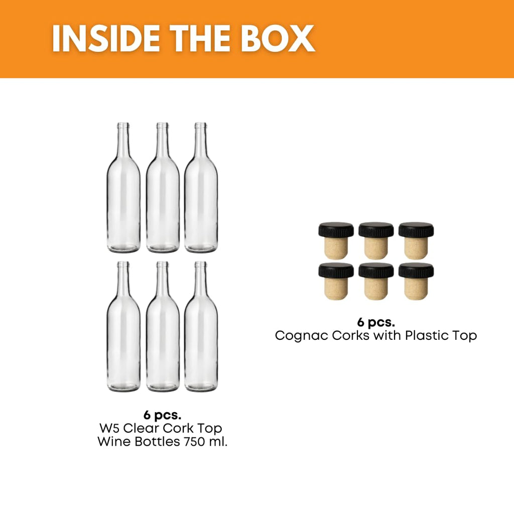 750ml Glass Bottle With Cork 6-Pack D47719