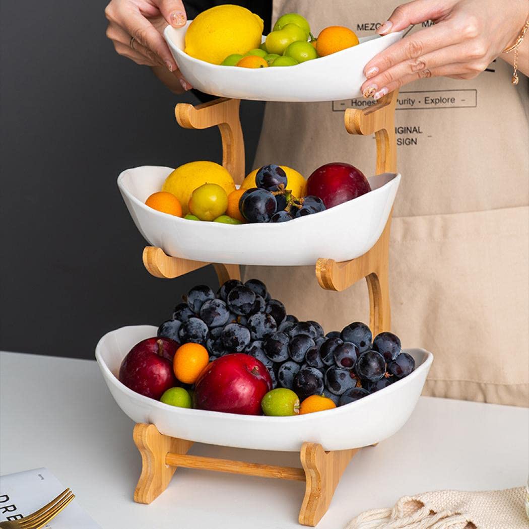 3 Tier Ceramic Fruit Basket with Holder U8923
