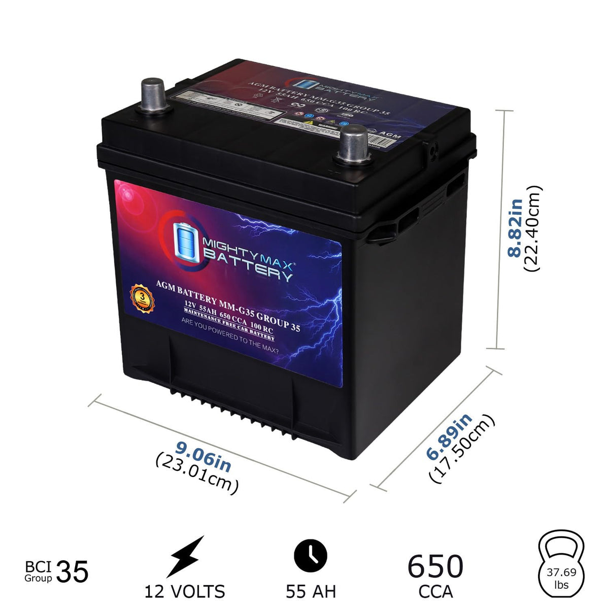 12V 55Ah AGM Replacement Battery D853