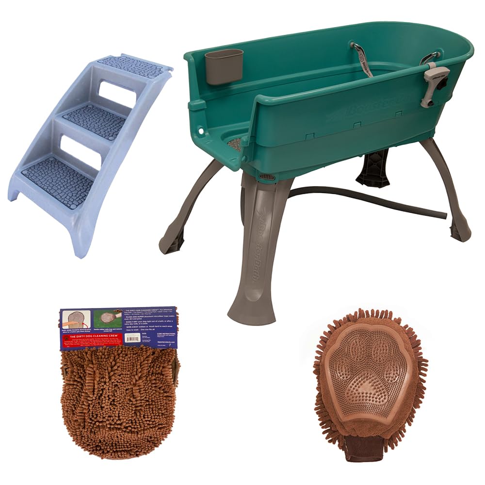 Elevated Pet Bathing Large Teal with Steps C88563