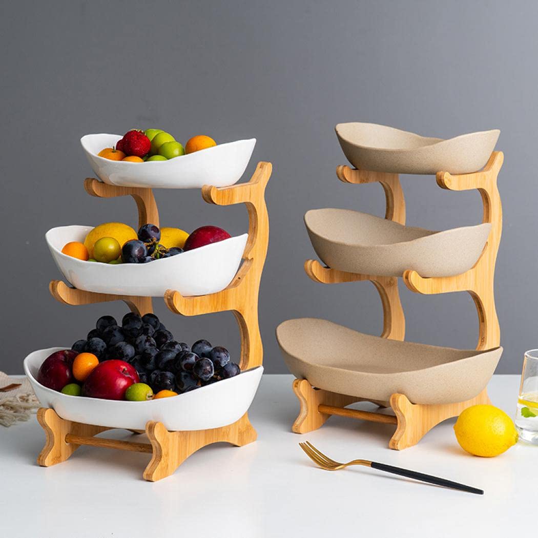 3 Tier Ceramic Fruit Basket with Holder U8923