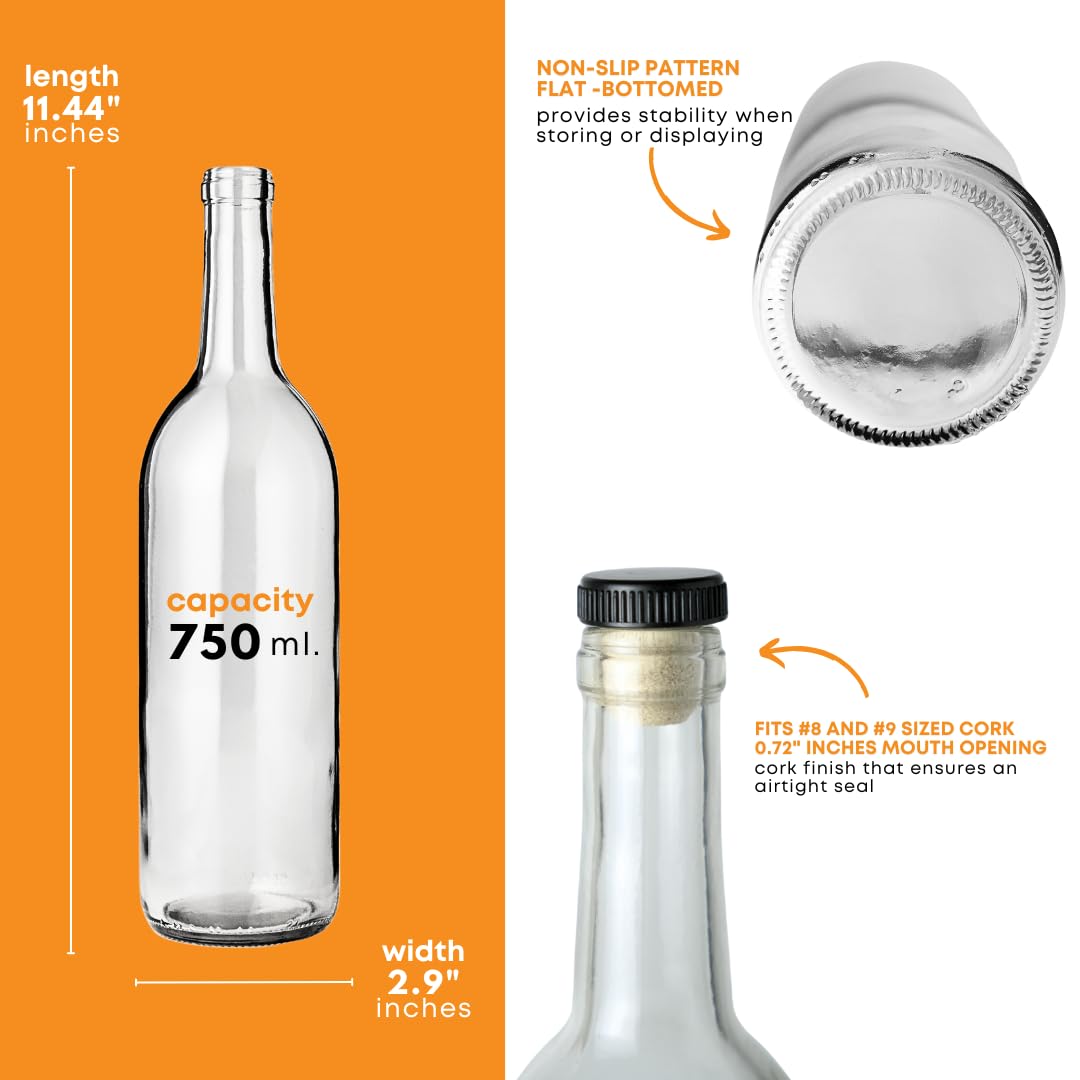 750ml Glass Bottle With Cork 6-Pack D47719