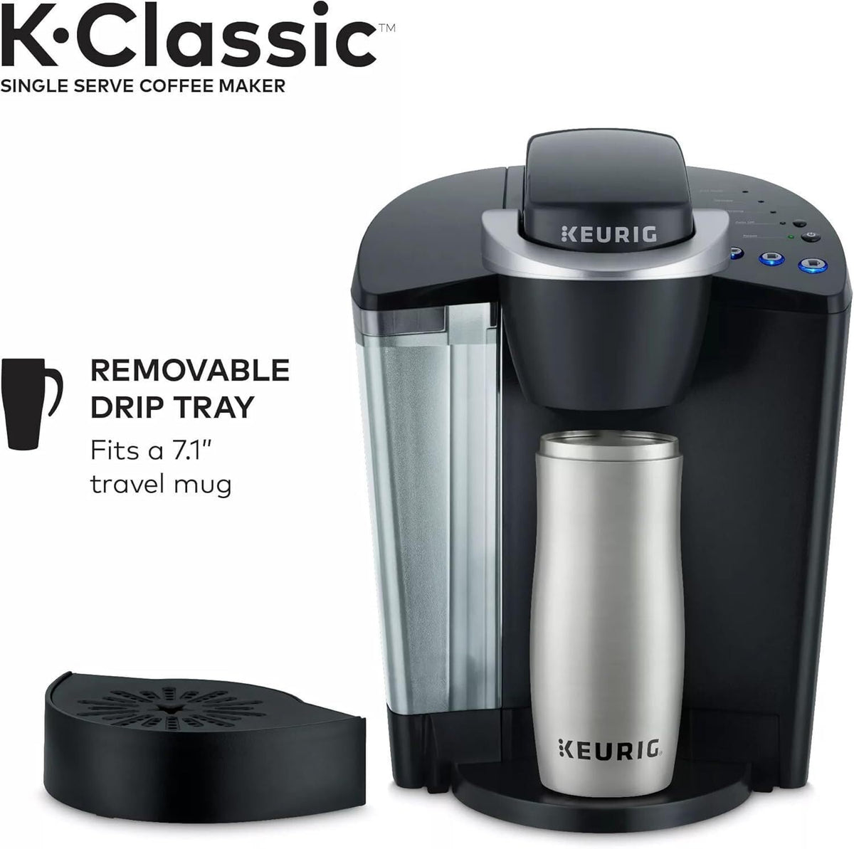 Single Serve K-Cup Pod Coffee Maker, 3 Brew Sizes, 48oz Removable Reservoir, Black Q3462