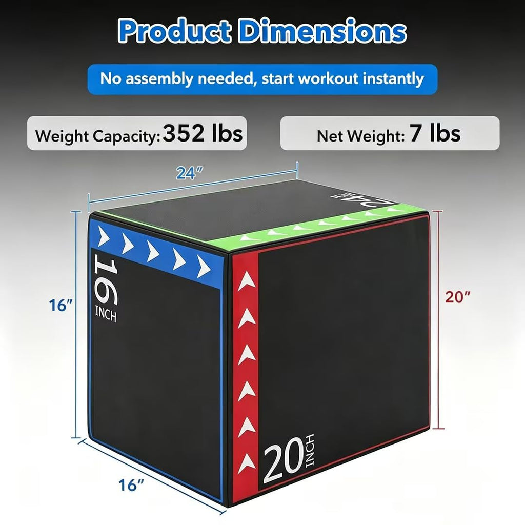 3 in 1 Plyometric Jump Box 16/20/24 Inch Soft Foam D6182
