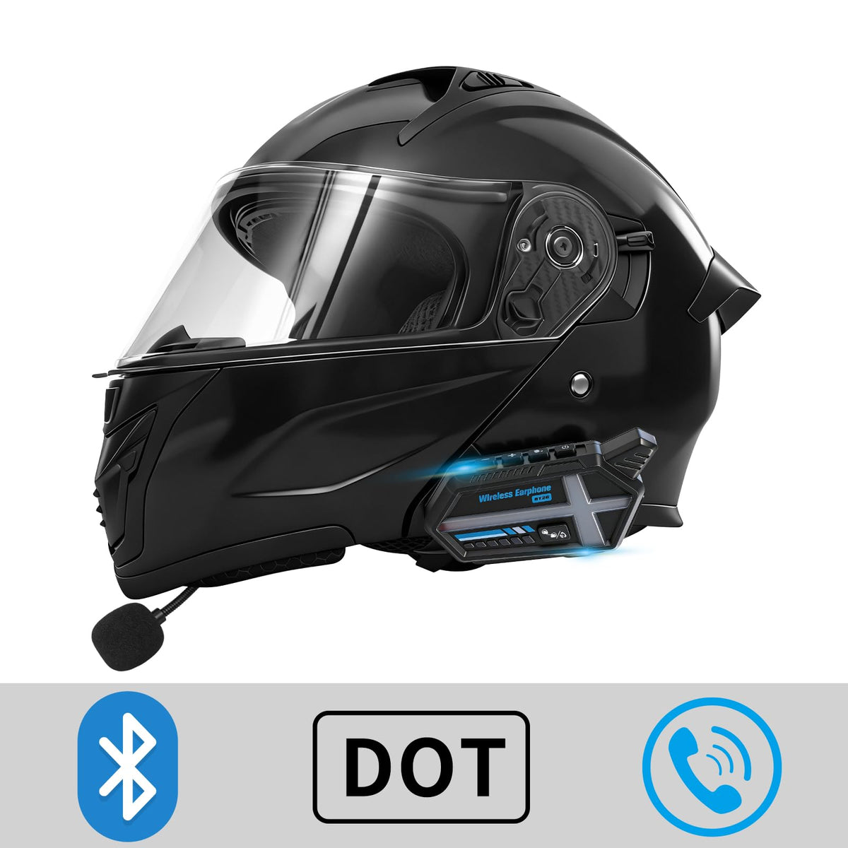 DOT Certified Flip-Up Dual Visor Bluetooth Modular Motorcycle Helmet D260