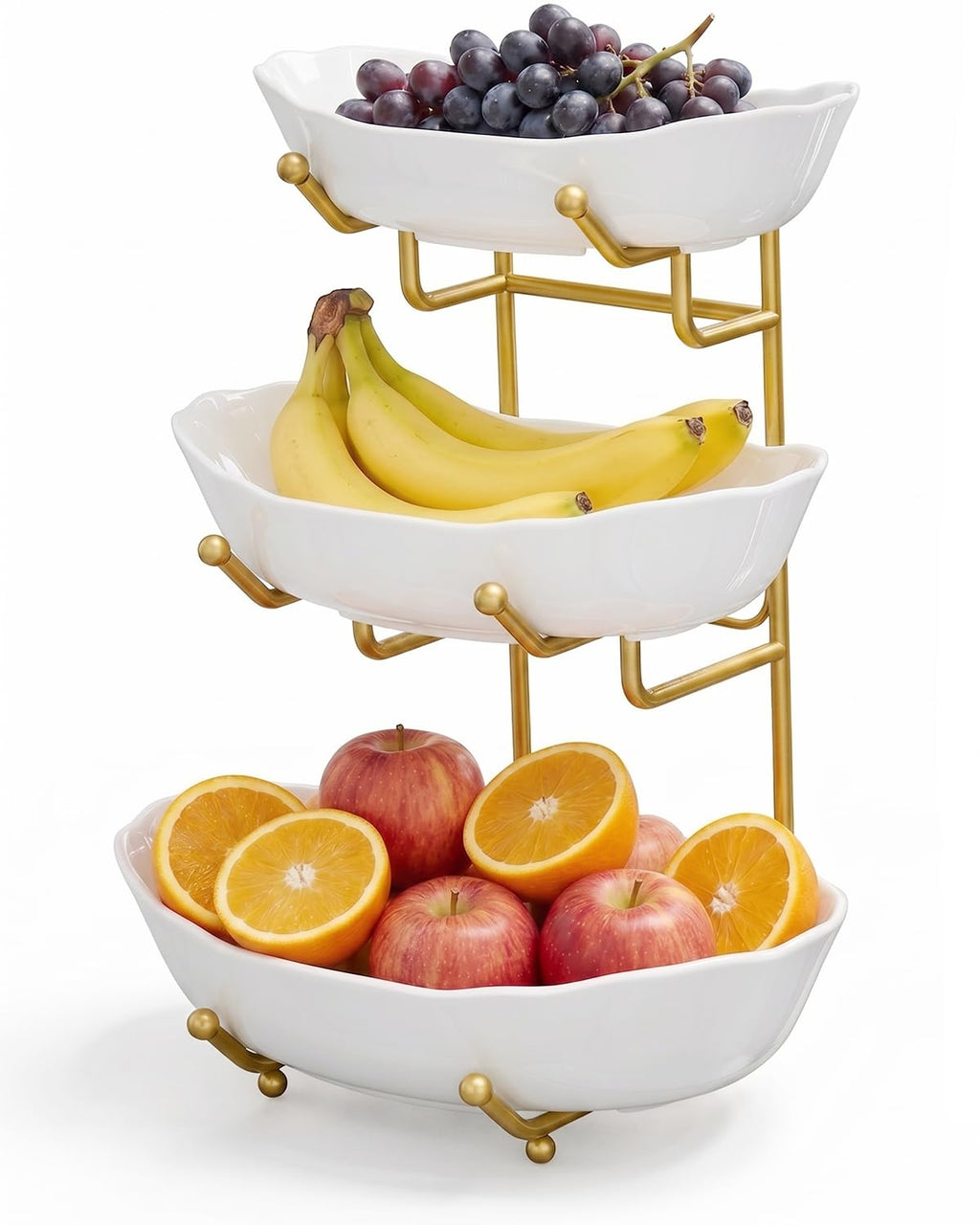 3 Tier Ceramic Fruit Bowl with Stand J3446