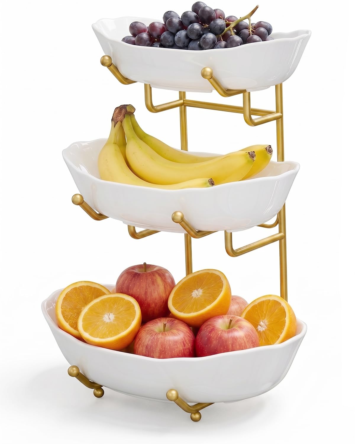 3 Tier Ceramic Fruit Bowl with Stand J3446