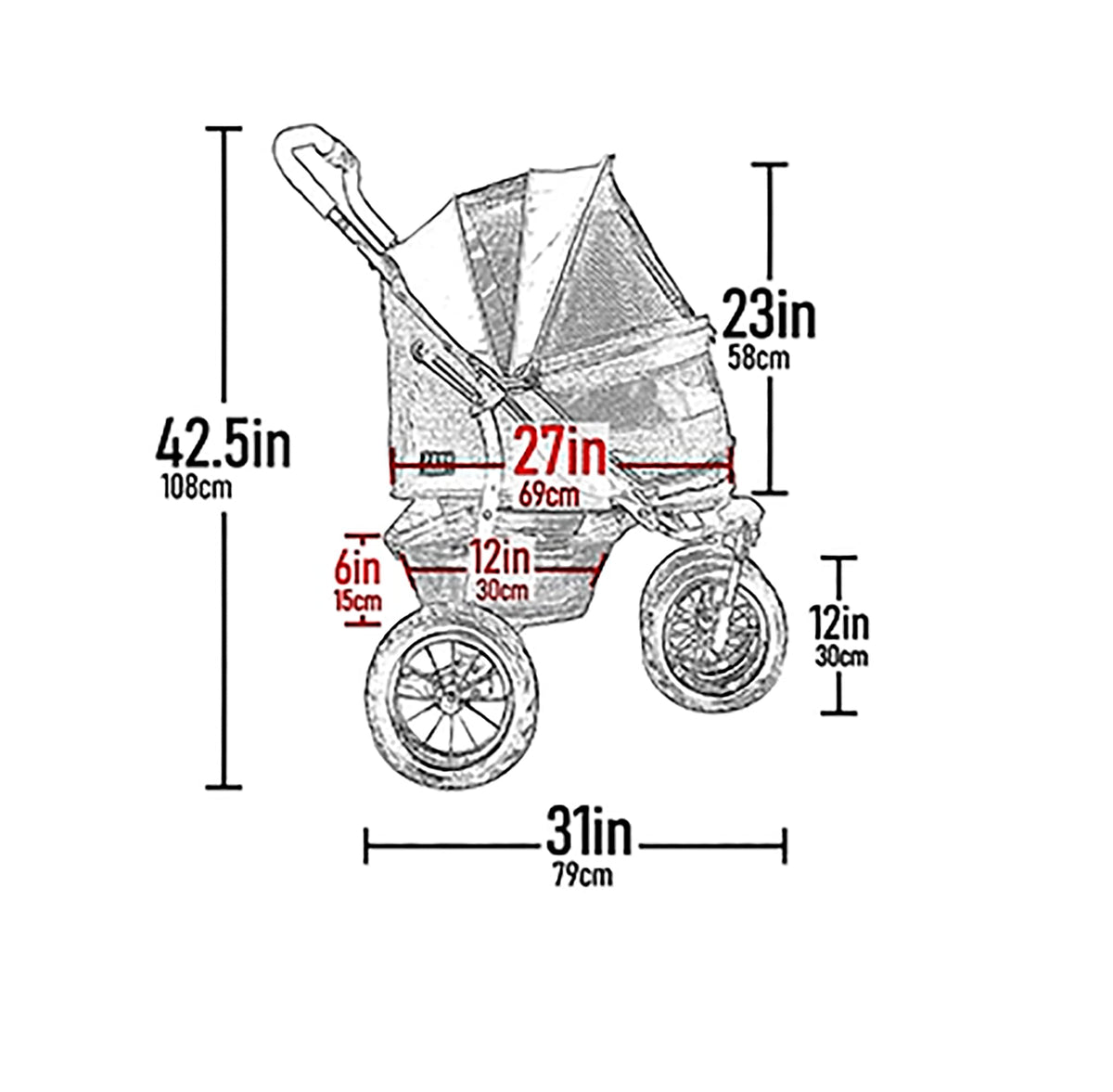 Double Pet Stroller with Weather Cover T5349