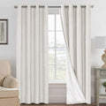 100% Blackout Linen Curtains 84" L 2 Panels Ivory U473