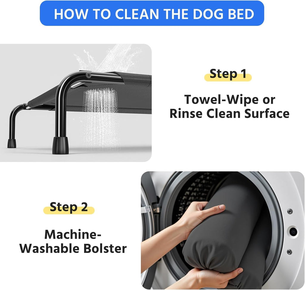 Elevated Dog Bed with Bolsters, Black G756