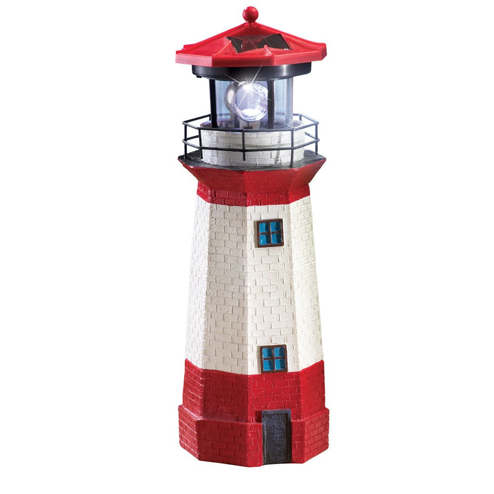 15" Red Solar Lighthouse with Rotating LED M994