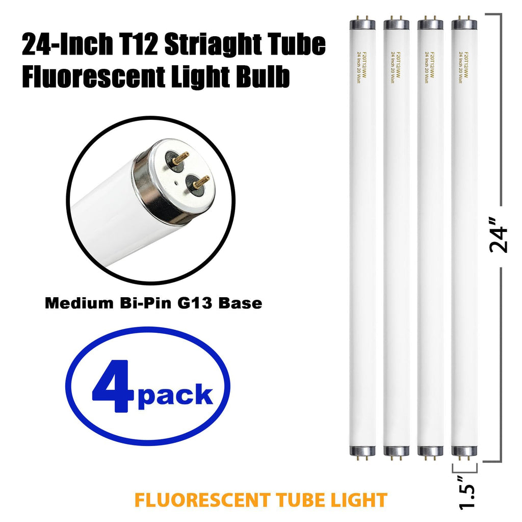 20 Watt Soft Warm White T12 Fluorescent Tube Light Bulb 24 Inch 4 Count V669