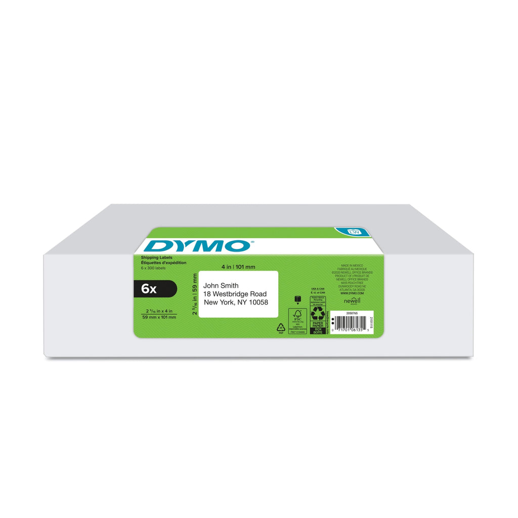 Large Shipping Labels for LabelWriter Printers, 6 Rolls of 300 Y324
