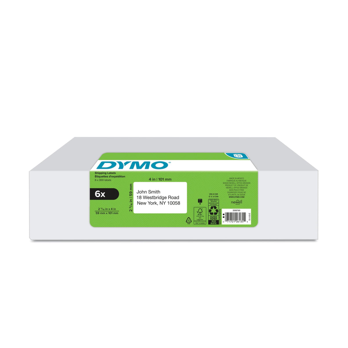 Large Shipping Labels for LabelWriter Printers, 6 Rolls of 300 Y324