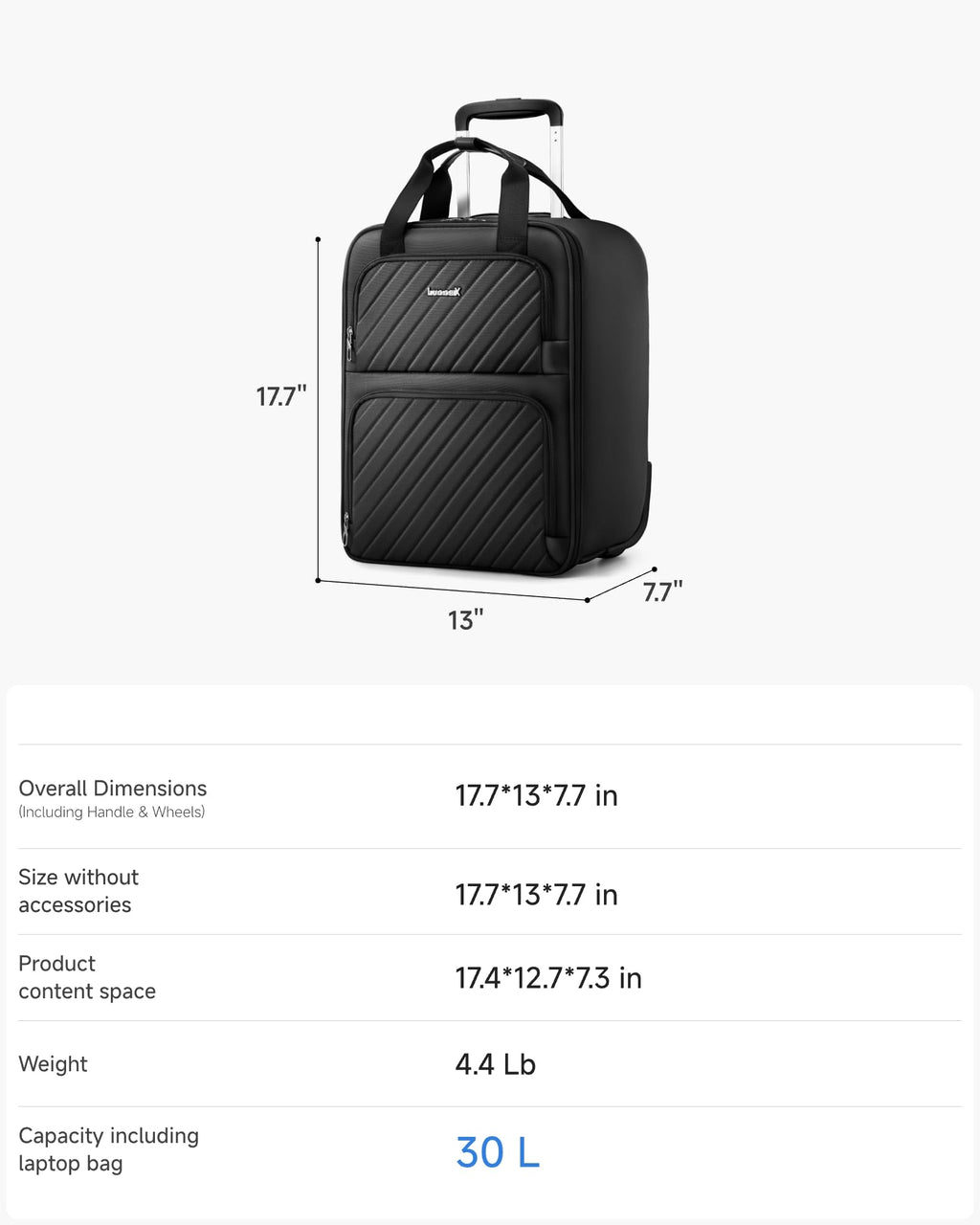 Black Softside Underseat Carry On Bag Z328869