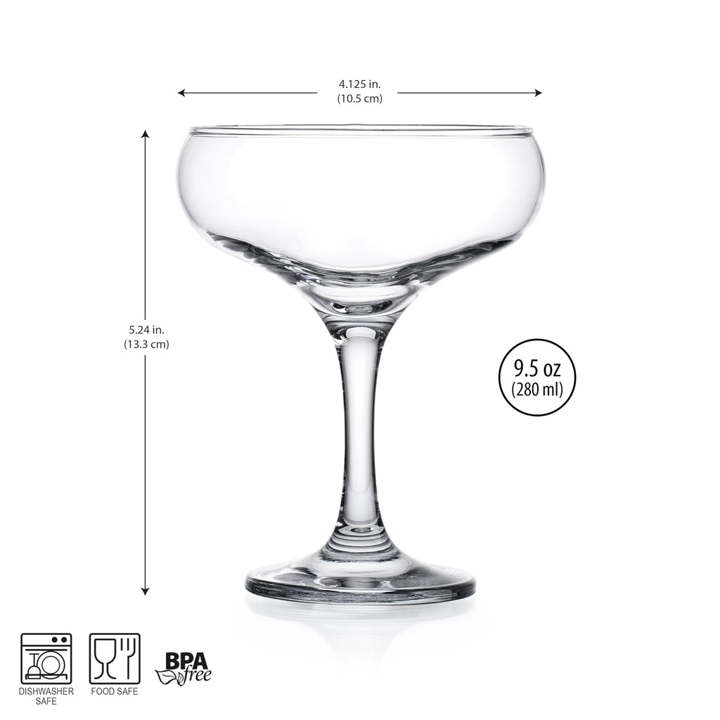 9.5 oz Coupe Cocktail Glasses Set 6 Pcs T812103