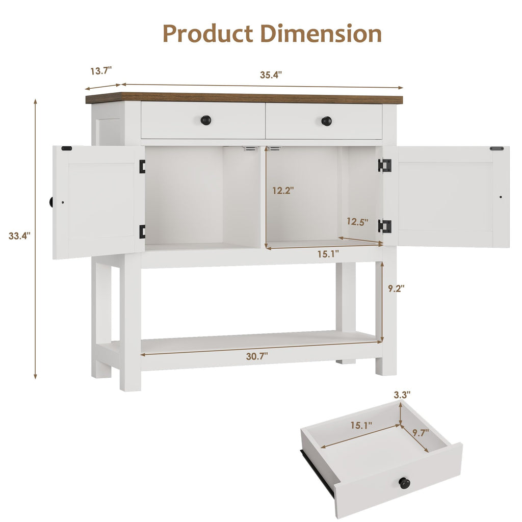 White Console Table with Storage J460818