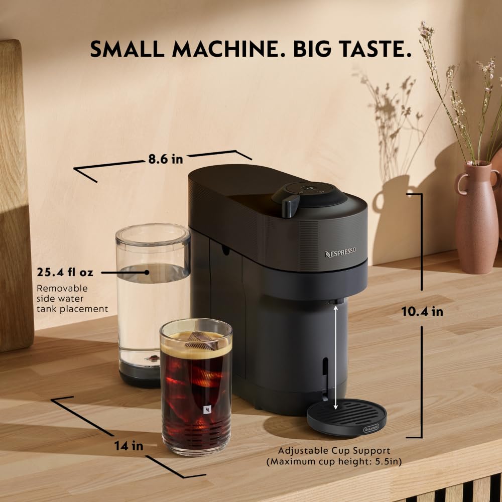Liquorice Black Coffee Machine with Milk Frother Z6596
