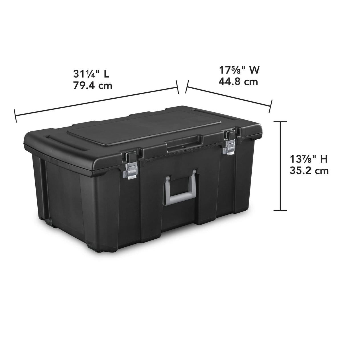 16 Gallon Black Plastic Storage Trunk with Wheels V823453