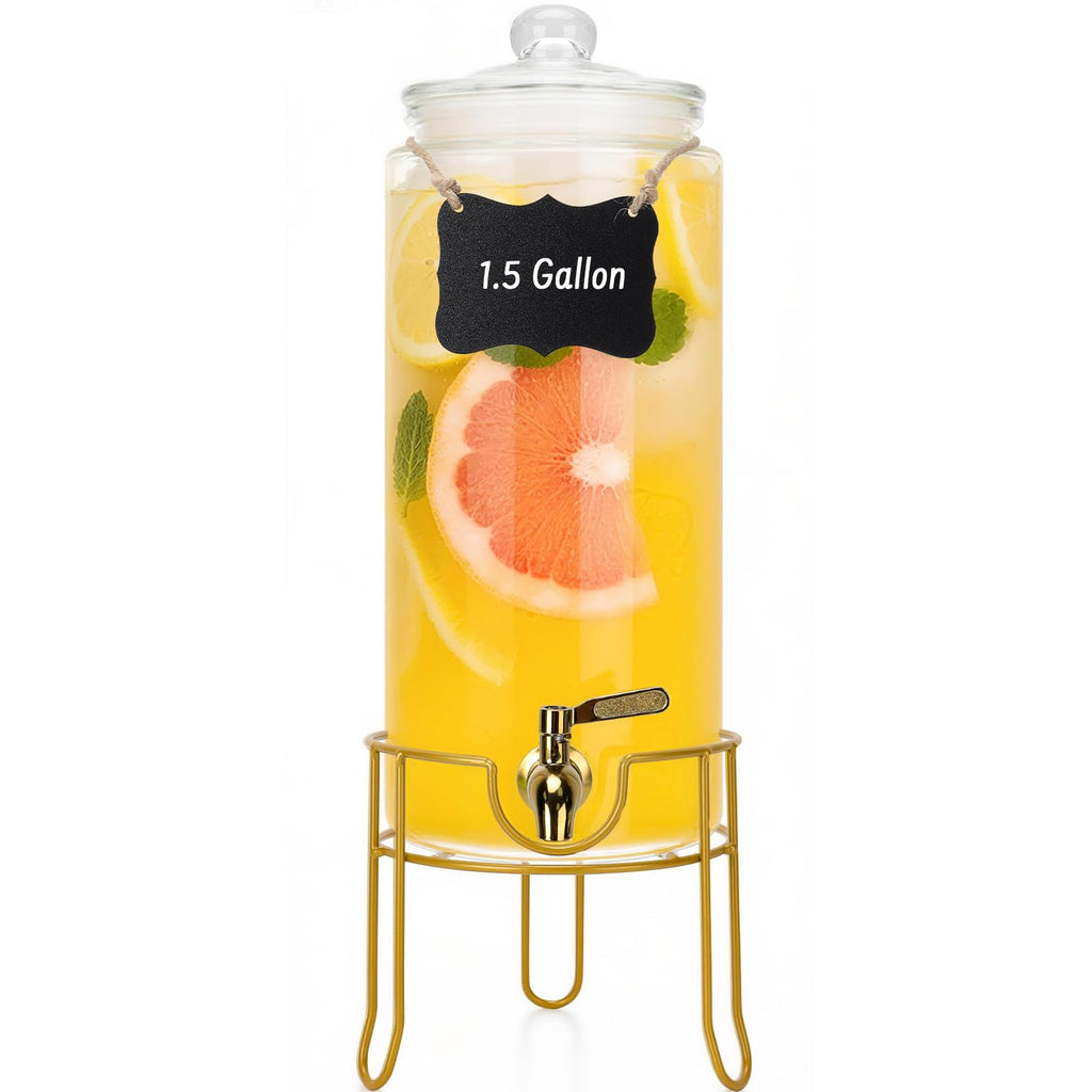 1.5 Gallon Glass Drink Dispensers with Stainless Steel Spigot O55567