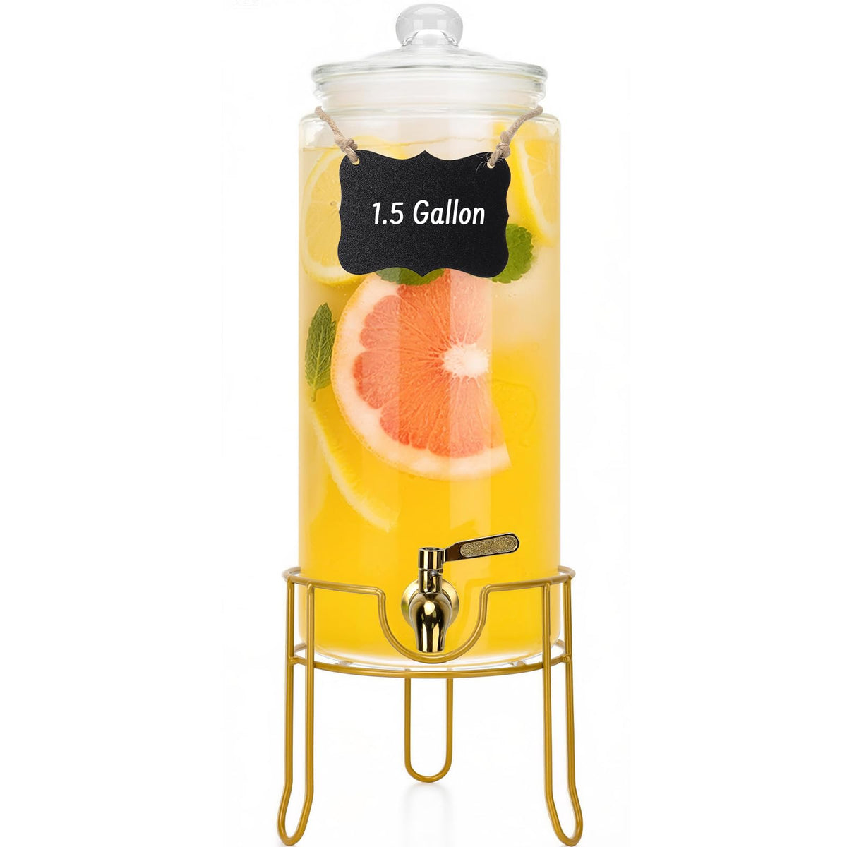 1.5 Gallon Glass Drink Dispensers with Stainless Steel Spigot O55567