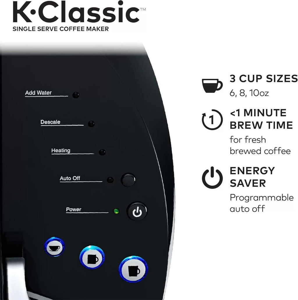 Single Serve K-Cup Pod Coffee Maker, 3 Brew Sizes, 48oz Removable Reservoir, Black Q3462