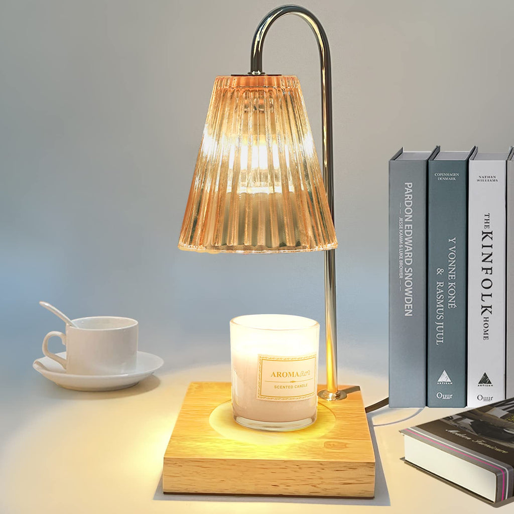 Dimmable Candle Warmer Lamp with Timer Wood Base W846093