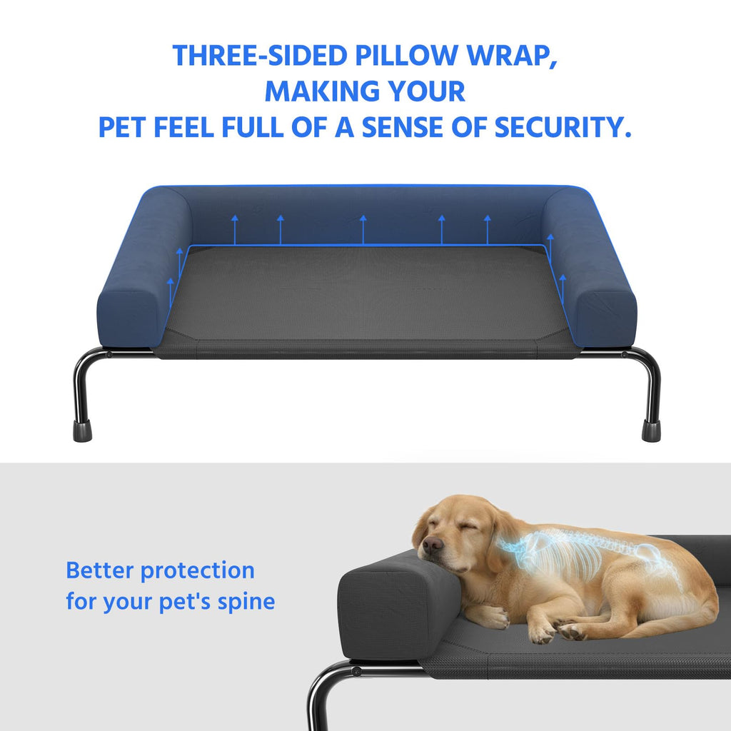 Elevated Dog Bed with Bolsters, Black G756