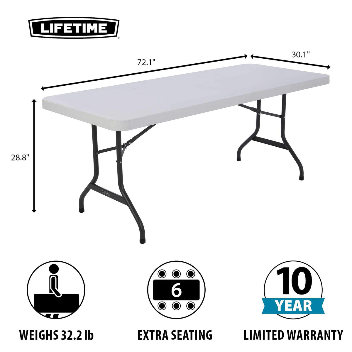 White 6 Feet Folding Utility Table Pack of 4 A687609