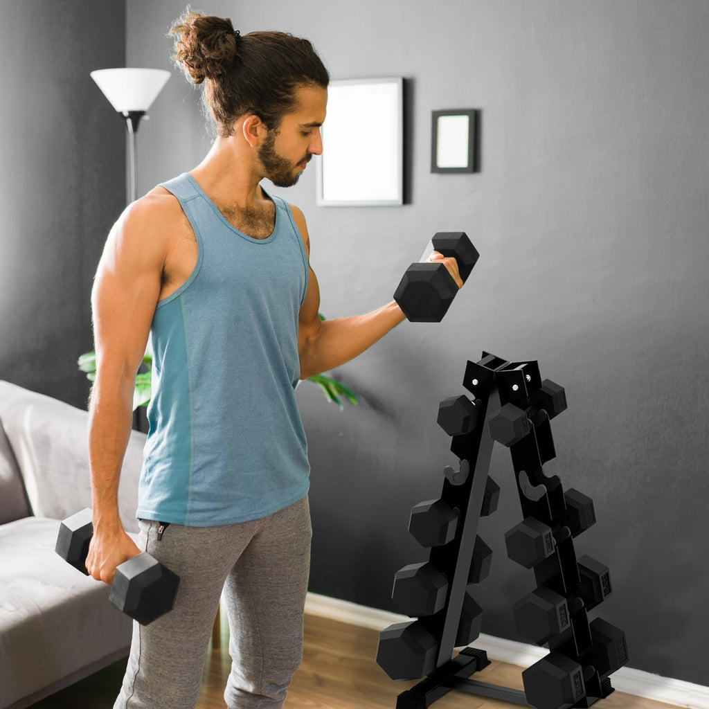 Rubber Coated Hex Dumbbell Set A72326