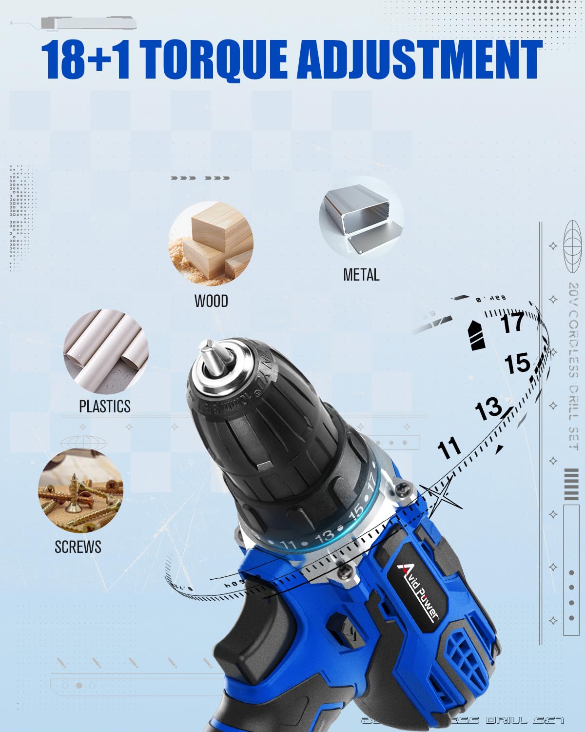 20V Cordless Drill Set with Battery and Charger J302043