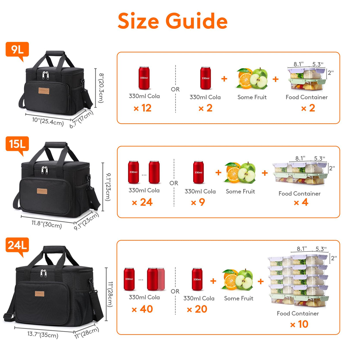 Black Insulated Lunch Bag L159