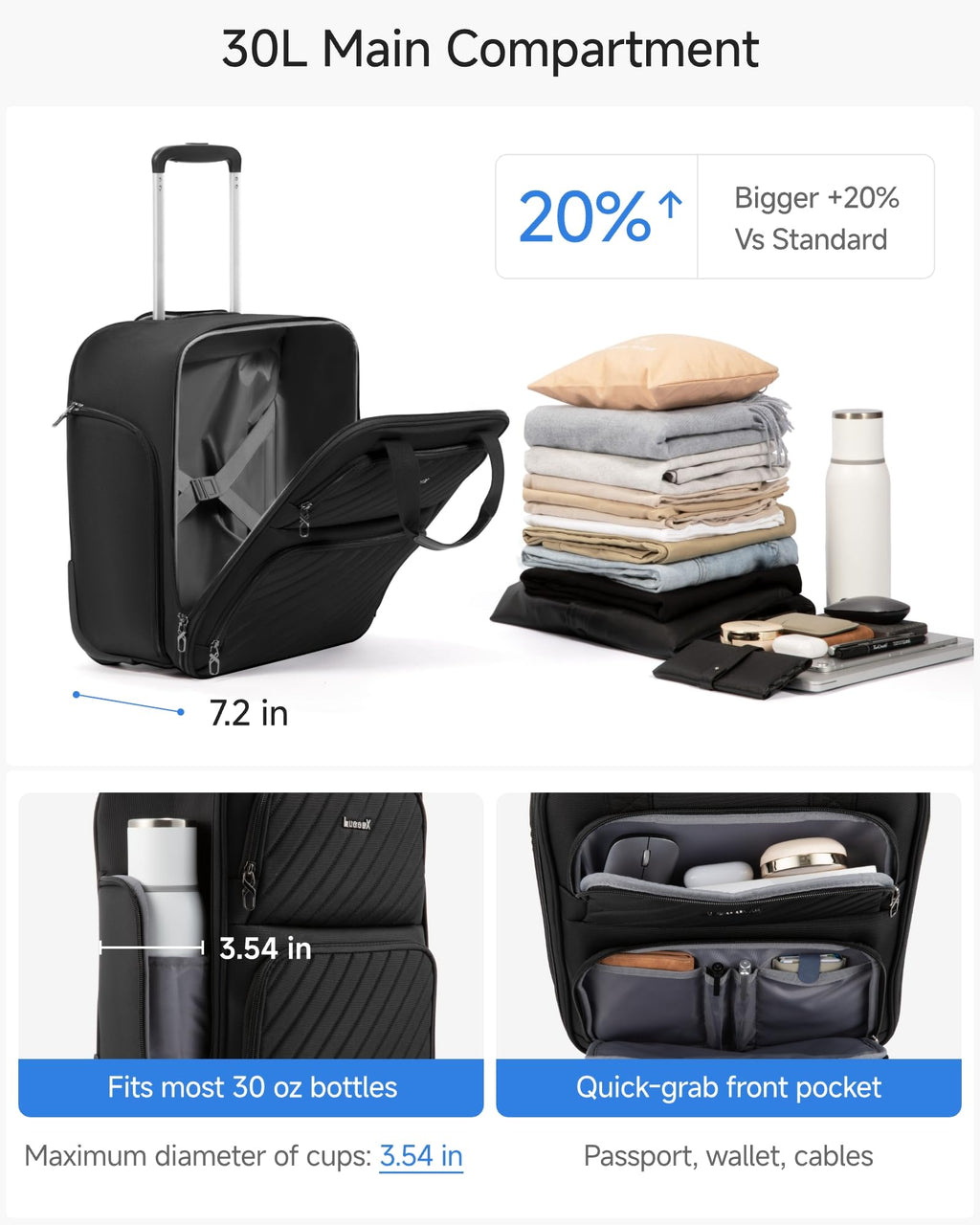 Black Softside Underseat Carry On Bag Z328869