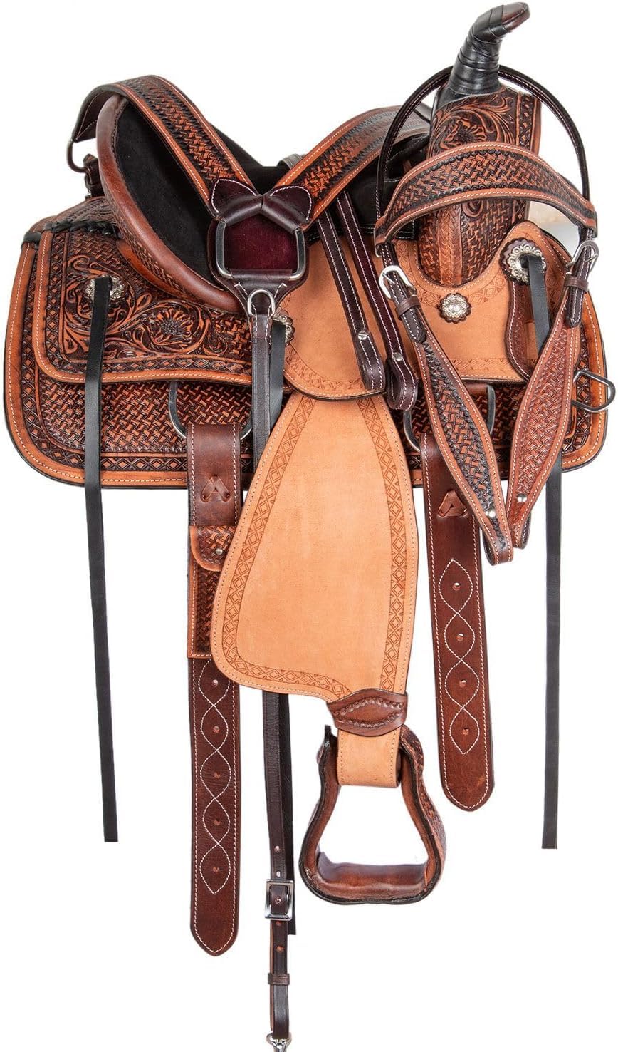 Leather Horse Saddle Set with Tack & Stirrups H169866