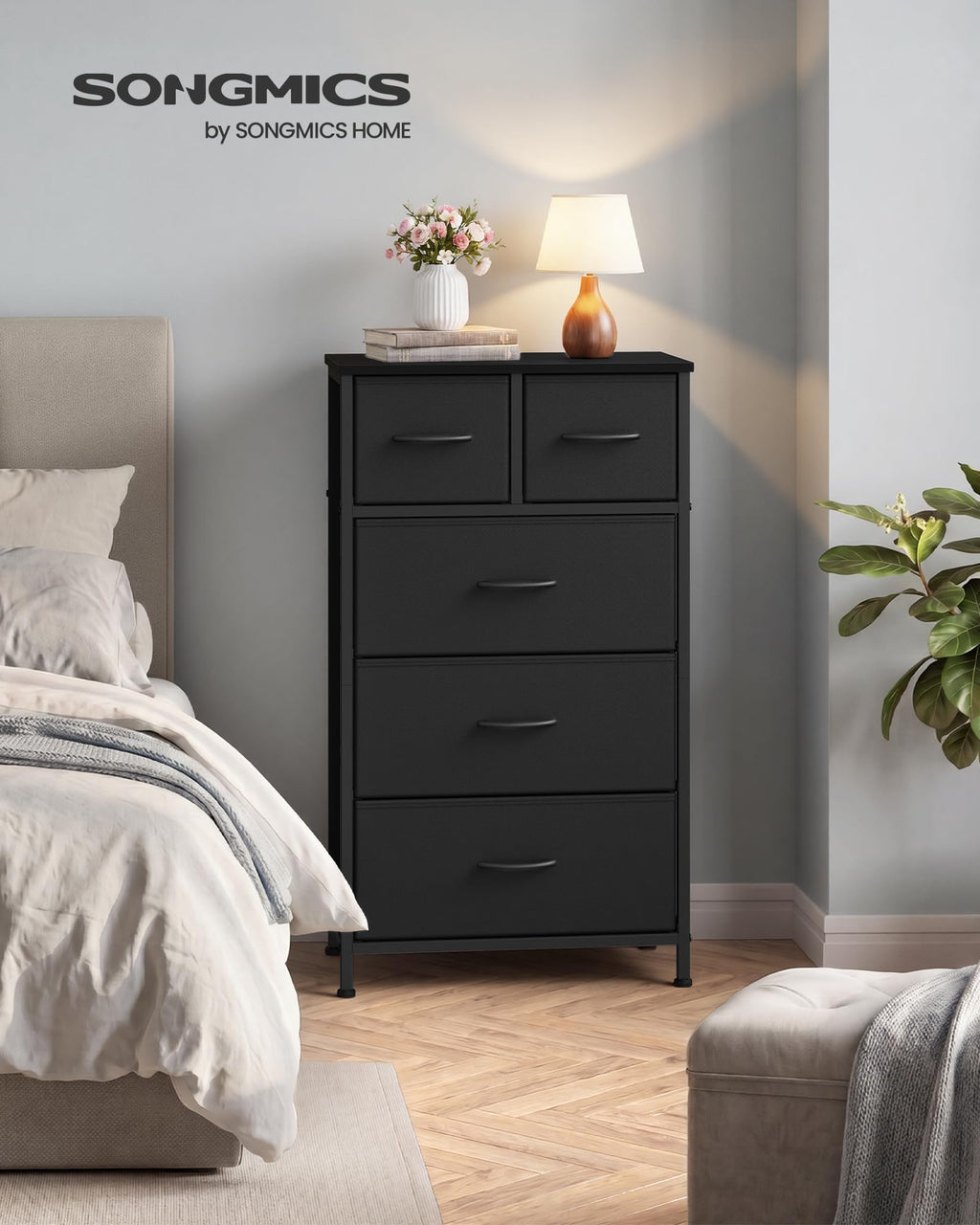 Tall Dresser with 5 Fabric Drawers O842