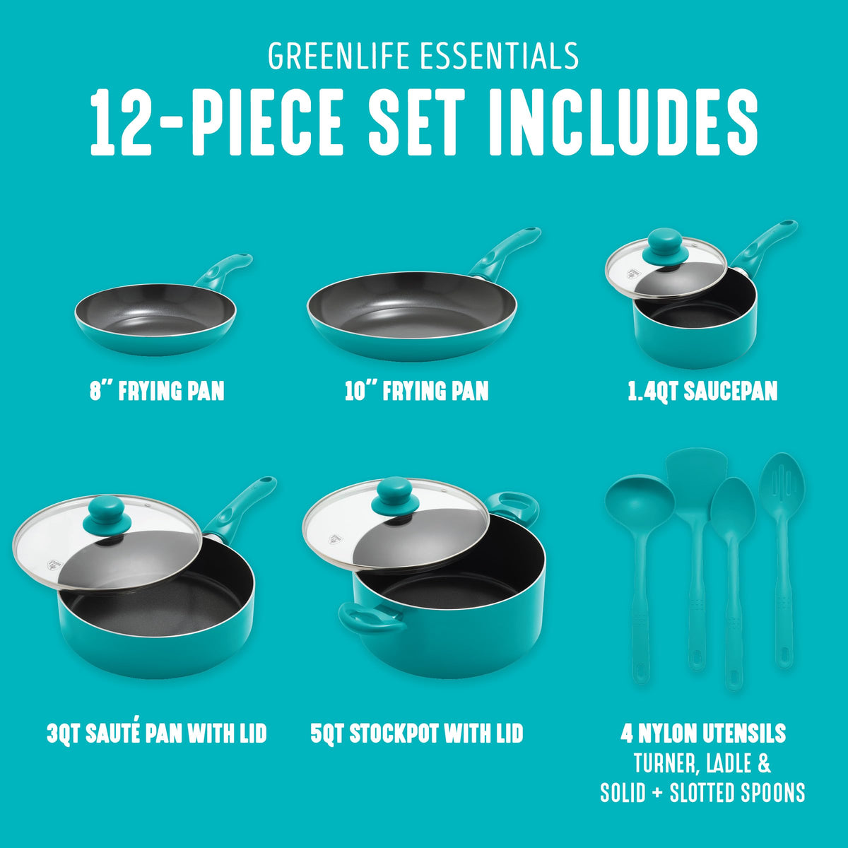 12 Piece Ceramic Nonstick Cookware Set T3068
