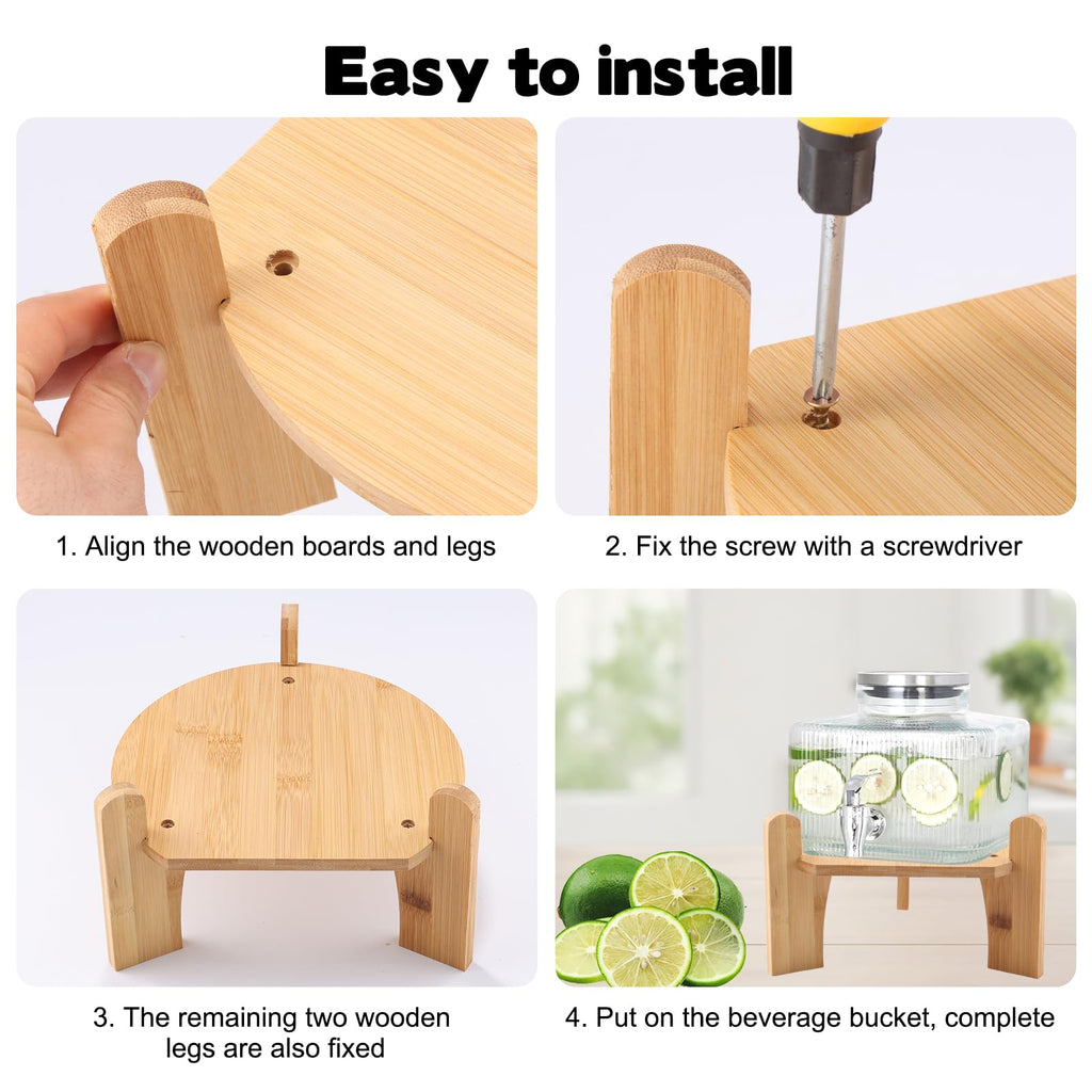 Wooden Drink Dispenser Stand and Water Jug Holder V483901