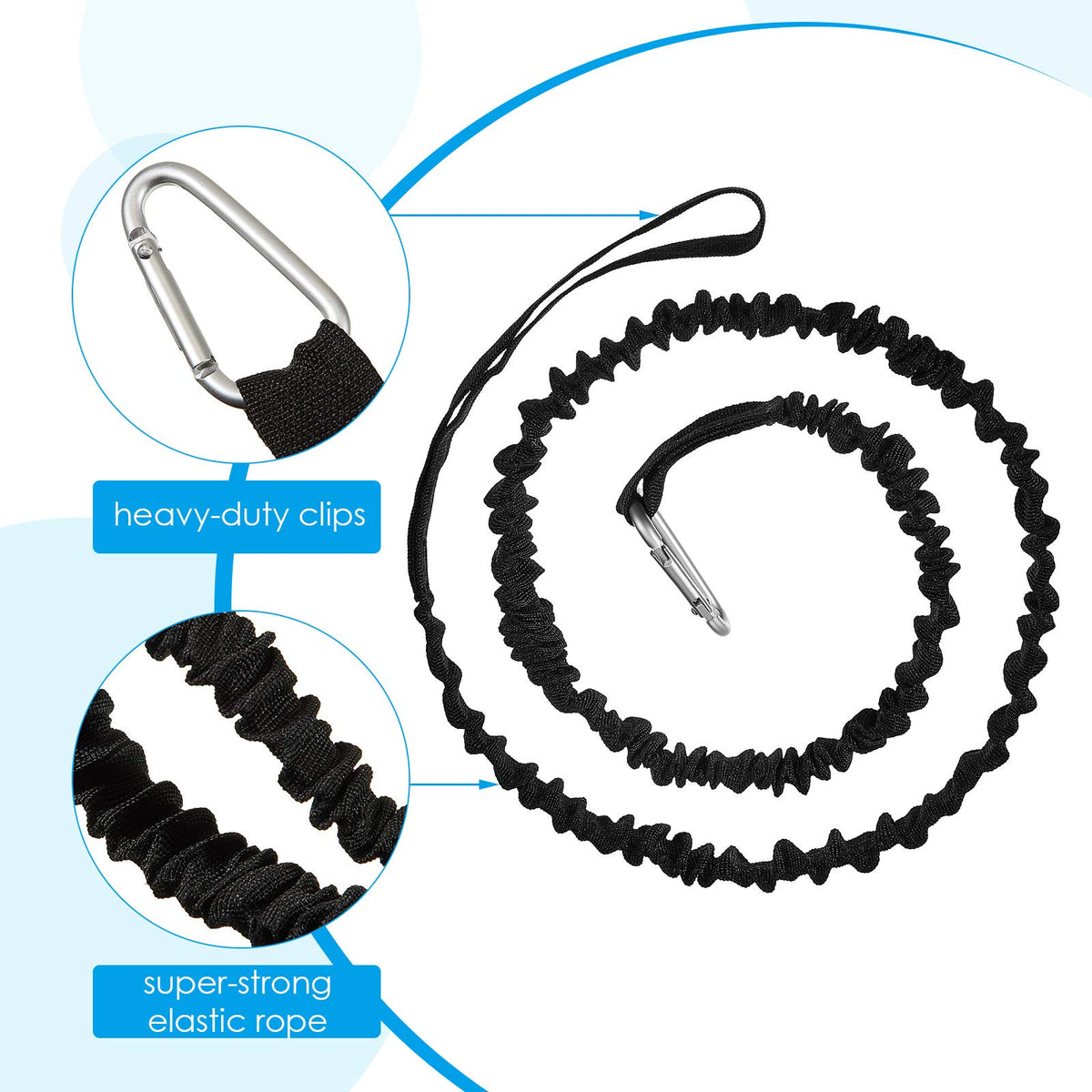 4 Pcs Stretchable Coiled Kayak Paddle Leash B5315
