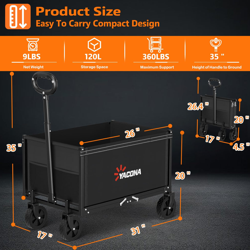 3 in 1 Foldable Wagon Cart with Sturdy Wheels K818783