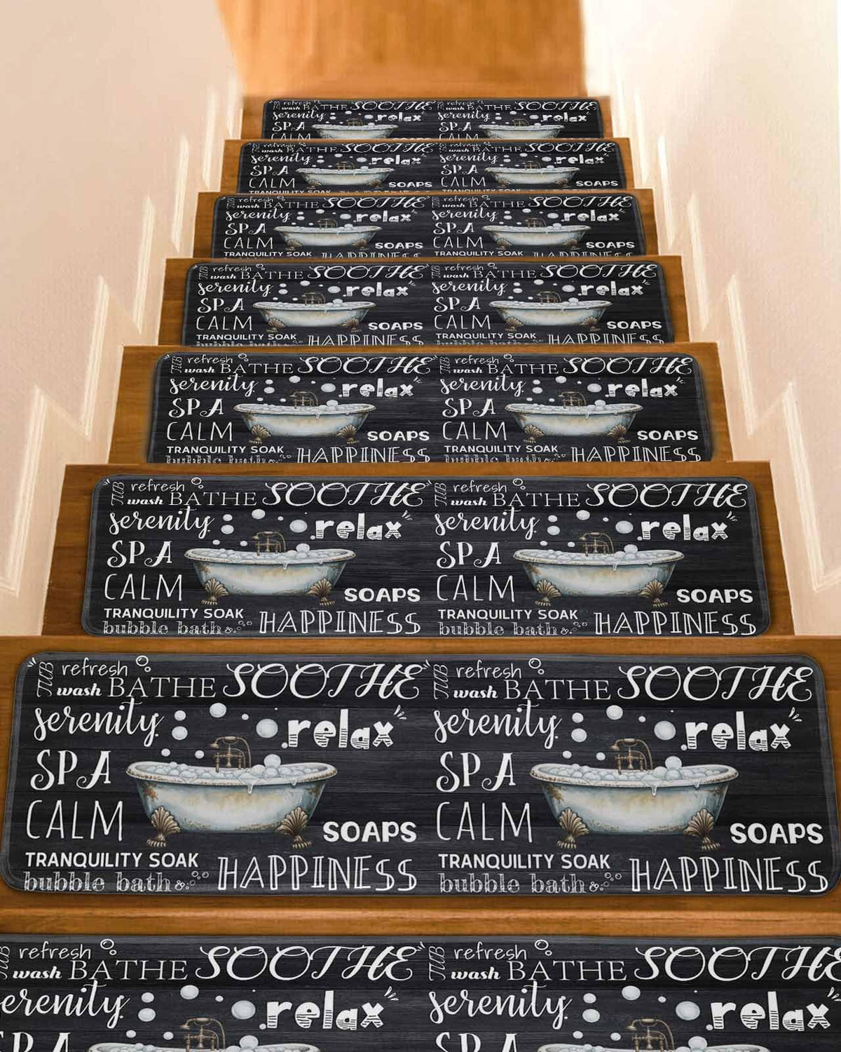 Black Vintage Art Non Slip Carpet Stair Treads 10 Pack 8x30 inch Y6268
