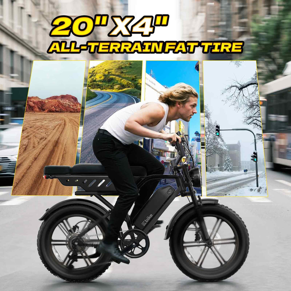 Electric Bike 48V 15Ah Battery 20"x4" Fat Tire U1022