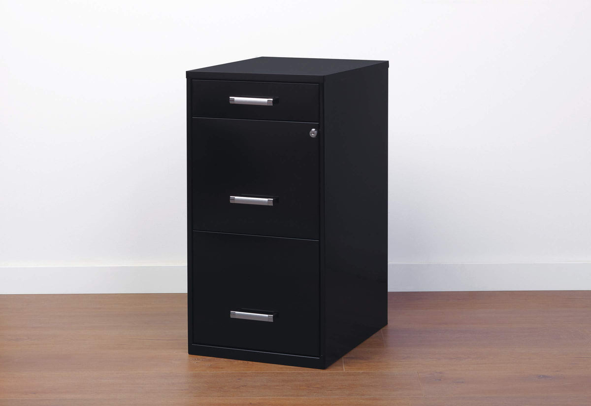 3 Drawer Metal File Cabinet with Pencil Drawer, Black A539374