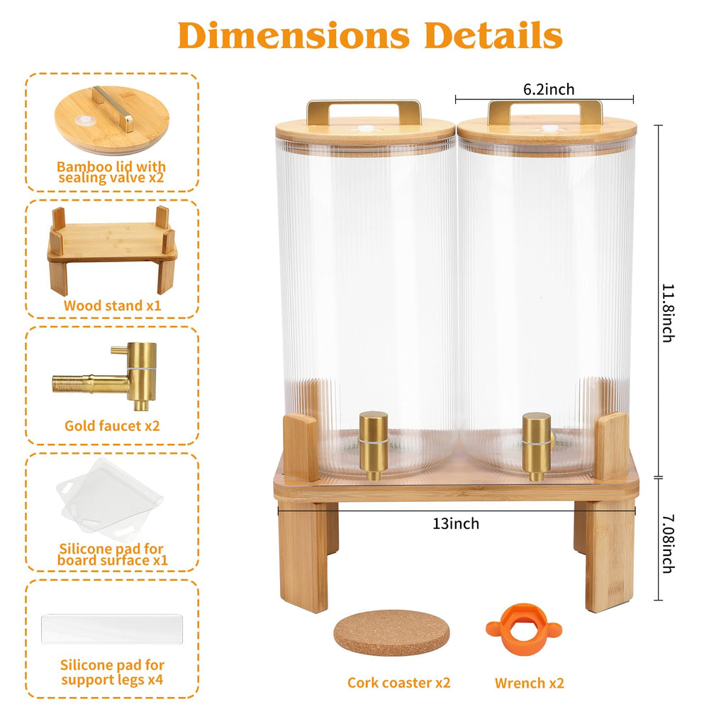 1.5 Gallon Drink Dispensers with Wood Stand U62895